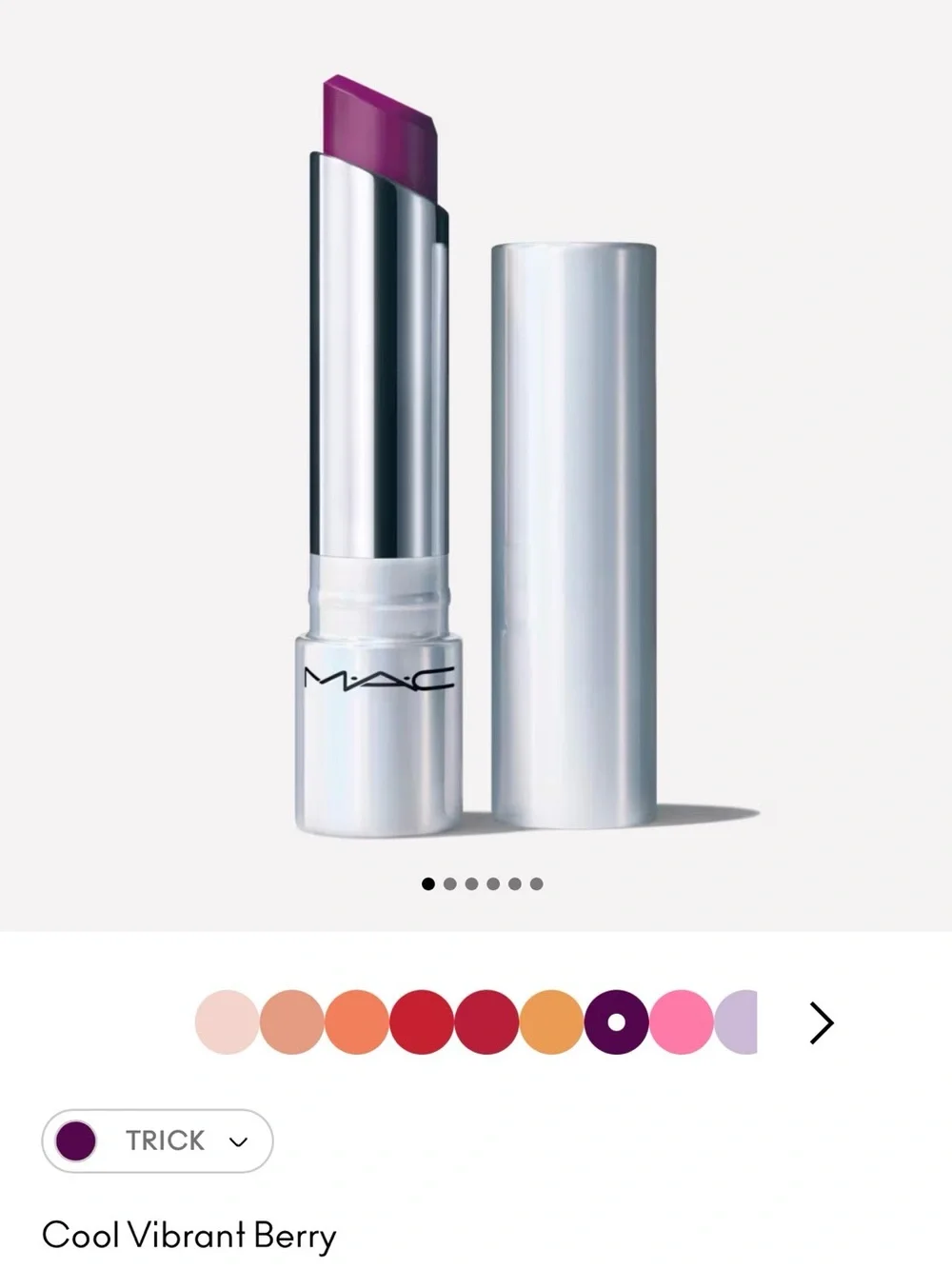 New! MAC Glow Play TRICK Cool Vibrant Berry Lipstick - Trick